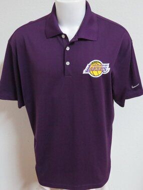 L-2XL LAKERS Purple Nike Dri-Fit Men's db #A12 Polo Shirt